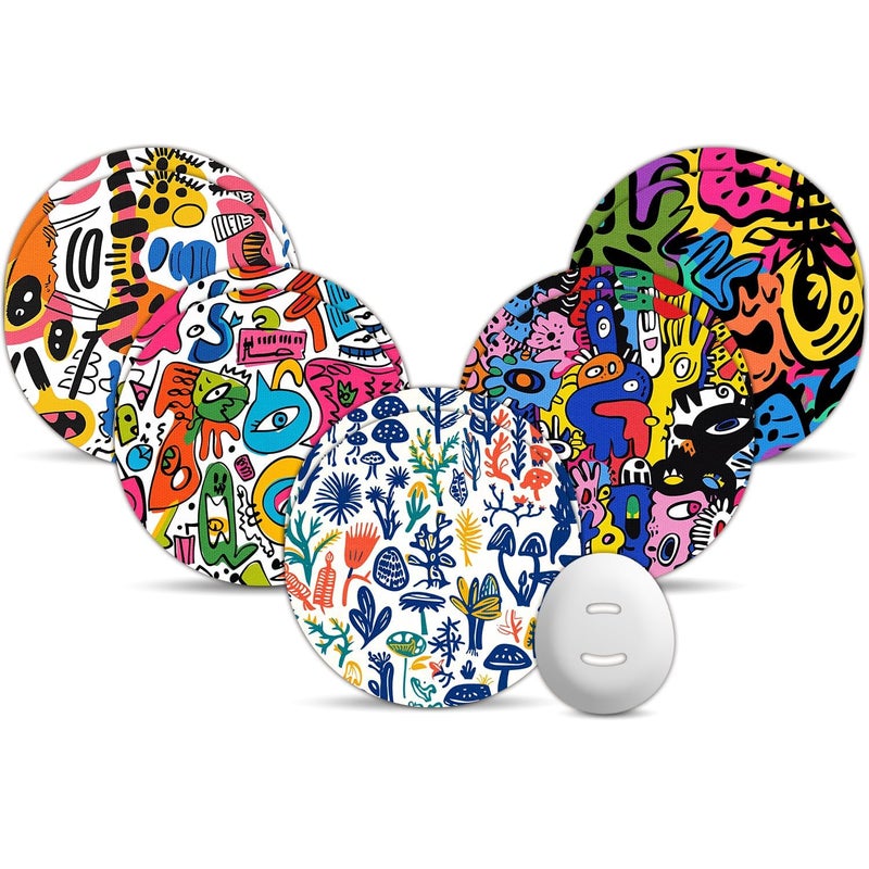 Dexcom G7 Over Patches Amolyfe 10Pack Dexcom Stelo Overpatches BumpProof with Hard Cap Waterproof Breathable Medical Adhesive 10Day CGM Protection Graffiti